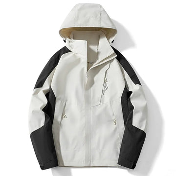 Men's Outdoor Jacket – Water-Resistant – Adjustable Hood – Zippered Pockets – Regular Fit
