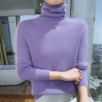 Women’s Sweatshirt – Relaxed Fit – Wool Blend – Pile Collar – Ribbed Cuffs