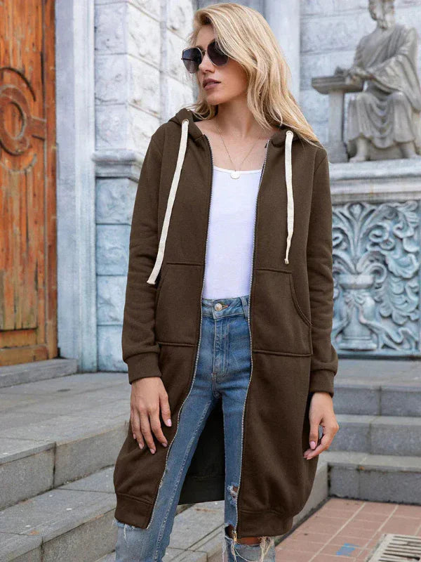 Women’s Oversized Hoodie – Cotton – Zip Front – Long Length – Casual Fit