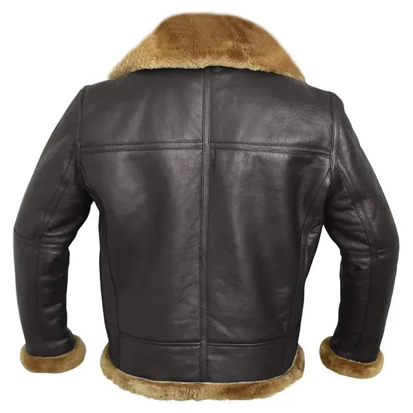 Men’s Bomber Jacket – Shearling Lined – Oversized Fit – Buckle Collar – Belted Hem
