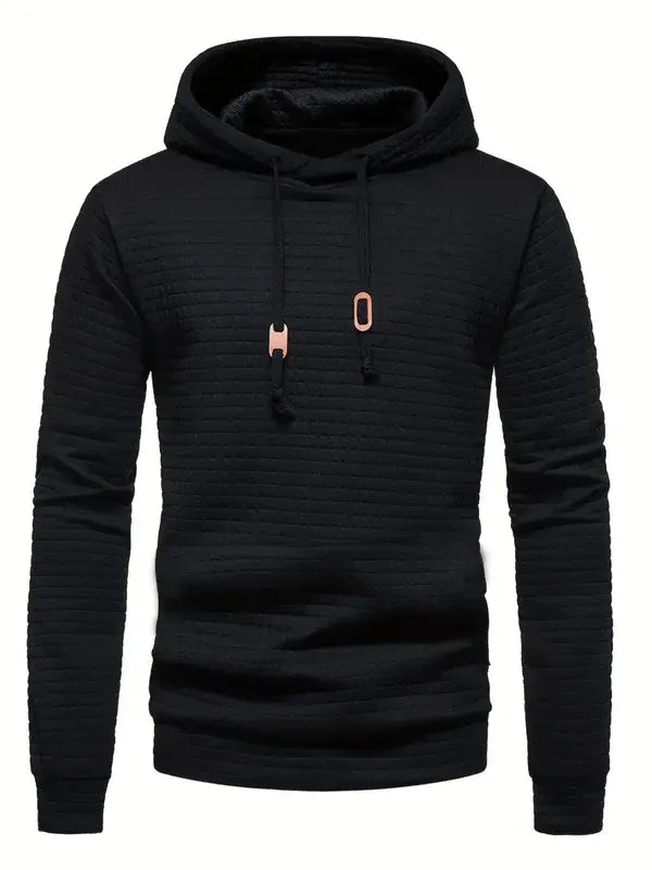 Men’s Pullover Hoodie – Quilted Texture – Regular Fit – Adjustable Hood – Ribbed Trim