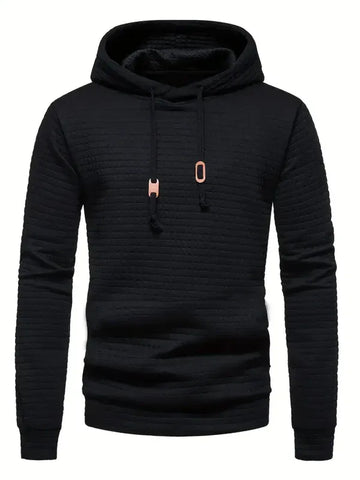 Men’s Pullover Hoodie – Quilted Texture – Regular Fit – Adjustable Hood – Ribbed Trim