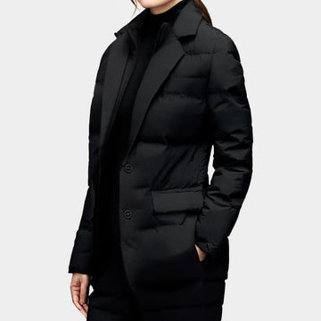Women’s Windbreaker Jacket – Quilted Insulated – Slim Fit – Two-Button Closure