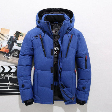 Men’s Down Jacket – Quilted Insulation – Hooded – Regular Fit – Hip Length – Zip Closure