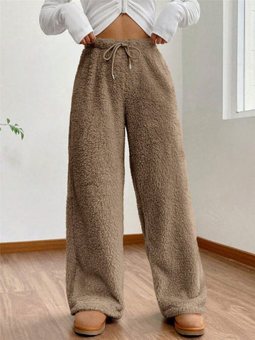 Women’s Lounge Pants – Plush Fleece – Loose Fit – Drawstring Waist – Full Length