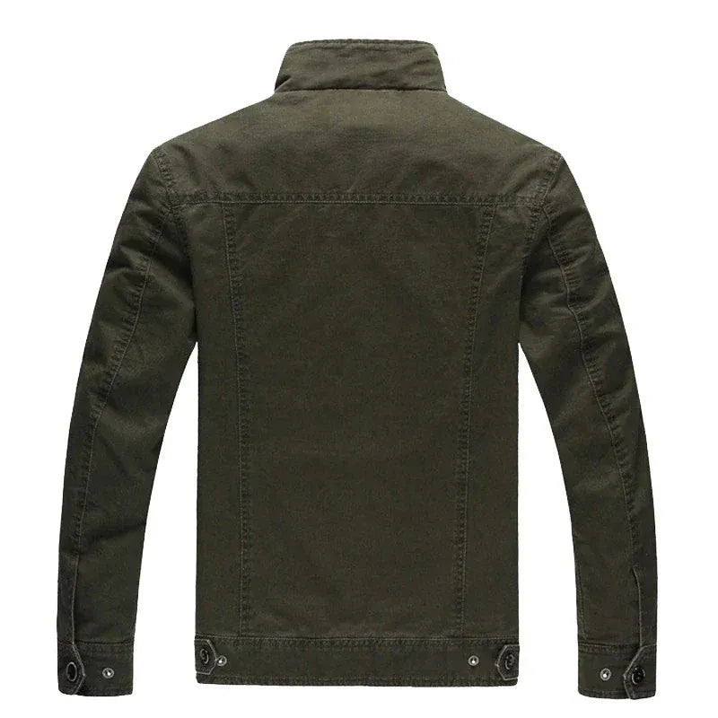 Men’s Biker Jacket – Cotton – Structured Fit – Zipper Front – Epaulettes – Patch Detail
