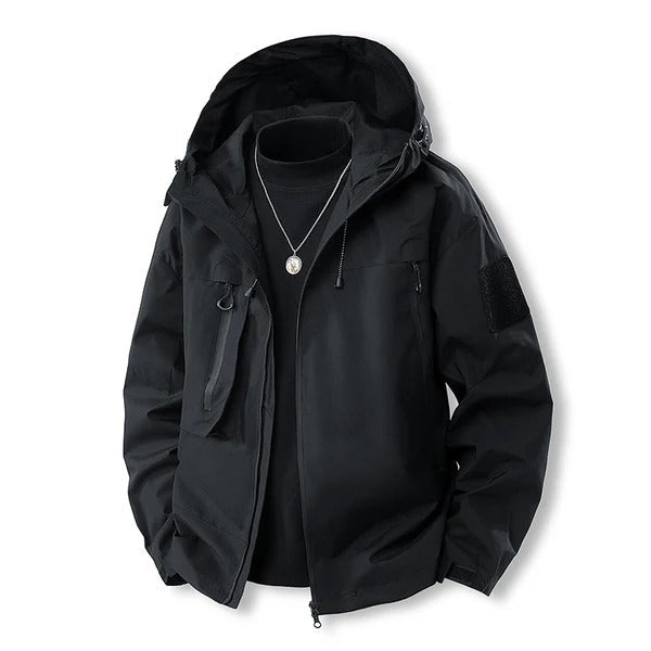 Men’s Outdoor Jacket – Waterproof – Regular Fit – Hooded – Zip Front – Flap Pockets