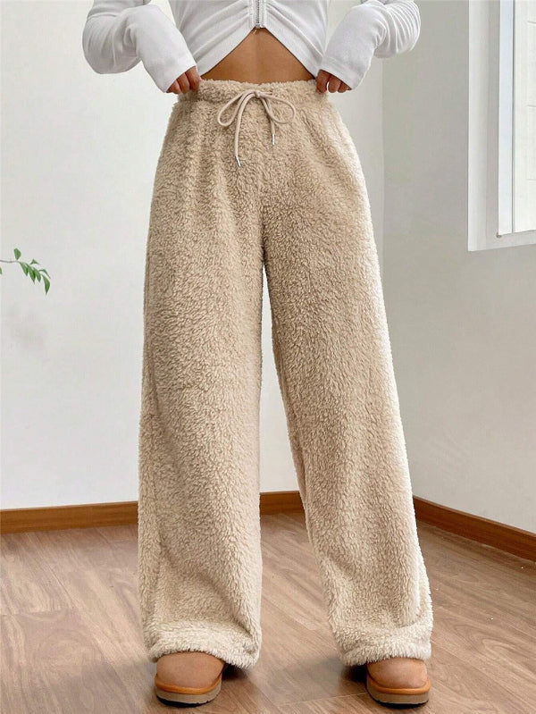 Women’s Lounge Pants – Plush Fleece – Loose Fit – Drawstring Waist – Full Length