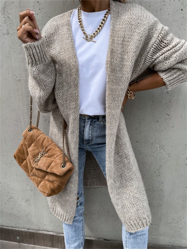 Women’s Knit Cardigan – Oversized Fit – Wool Blend – Long Sleeve Open Front Layer