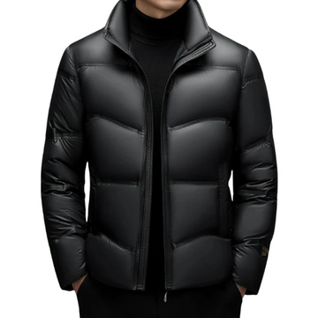 Men’s Down Jacket – Quilted – Structured Fit – High Collar – Wind-Resistant – Hip Length