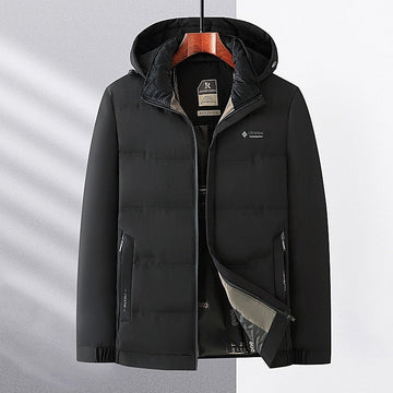 Men’s Quilted Jacket – Regular Fit – Insulated Hooded – Zipper Closure – Hip Length