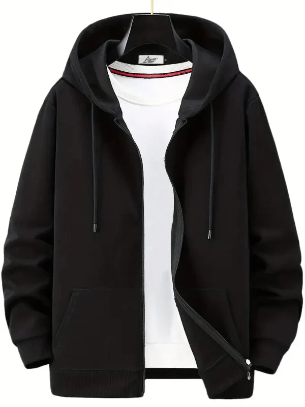 Men’s Full Zip Hoodie – Relaxed Fit – Cotton Blend – Drawstring Hood – Everyday Comfort