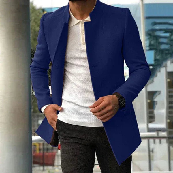 Men’s Jacket – Slim Fit – Wool Blend – Collarless – Minimalist Smart-Casual Style