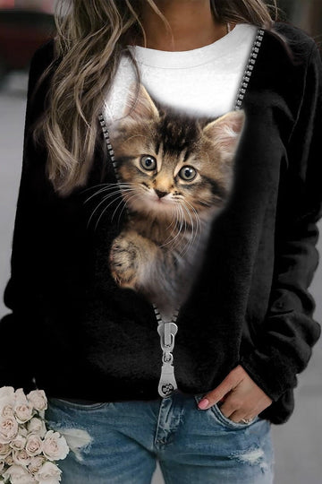 Women’s Sweatshirt – Relaxed Fit – Cotton Blend – Long Sleeve Graphic Pullover