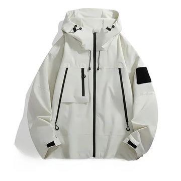 Men’s Jacket – Oversized Relaxed Fit – Wind-Resistant – Zippered Pockets – Adjustable Hem