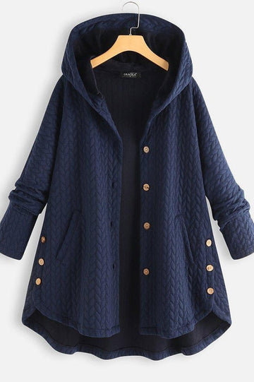 Women’s Coat – Quilted Wool – A-Line Fit – Hooded – Mid-Length with Button Front