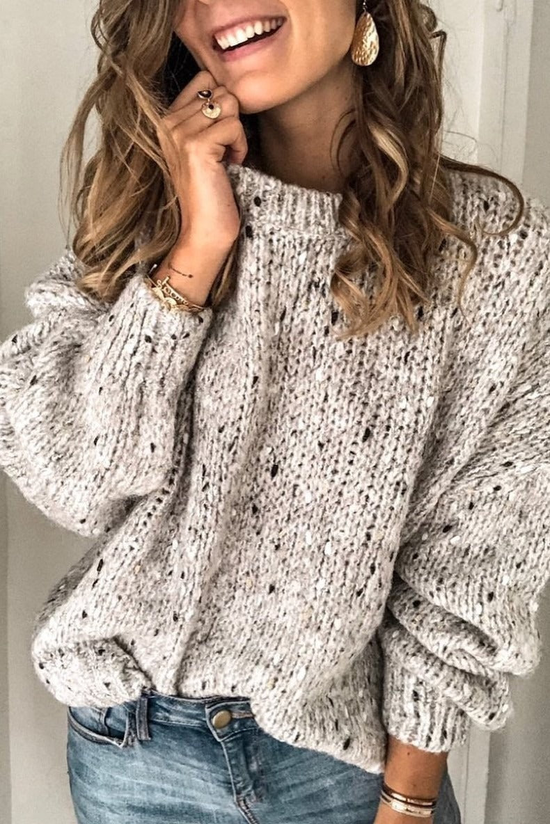 Women’s Sweater – Oversized Fit – Chunky Knit – Wool Blend – Round Neck – Long Sleeve