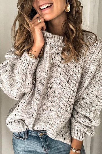 Women’s Sweater – Oversized Fit – Chunky Knit – Wool Blend – Round Neck – Long Sleeve