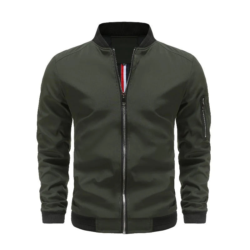 Men’s Bomber Jacket – Regular Fit – Zip-Up Front – Ribbed Trim – Utility Pocket