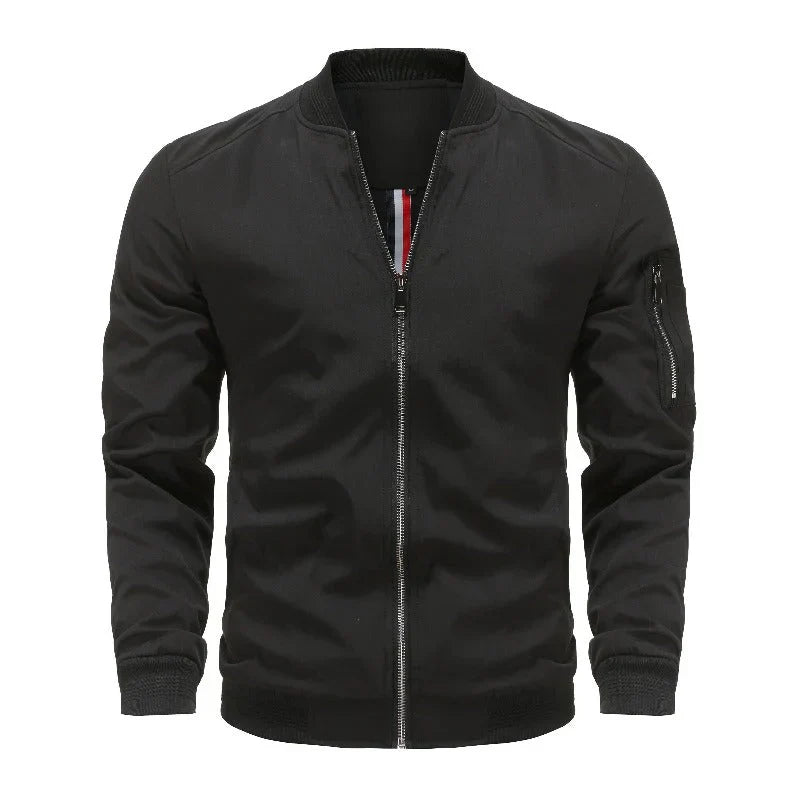 Men’s Bomber Jacket – Regular Fit – Zip-Up Front – Ribbed Trim – Utility Pocket