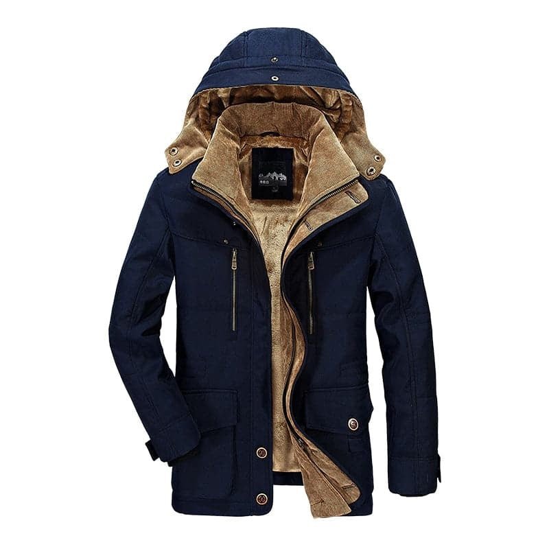 Men’s Winter Jacket - Fur Lined - Detachable Hood - Insulated & Windproof