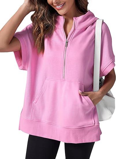 Short-sleeved hooded sweatshirt for women