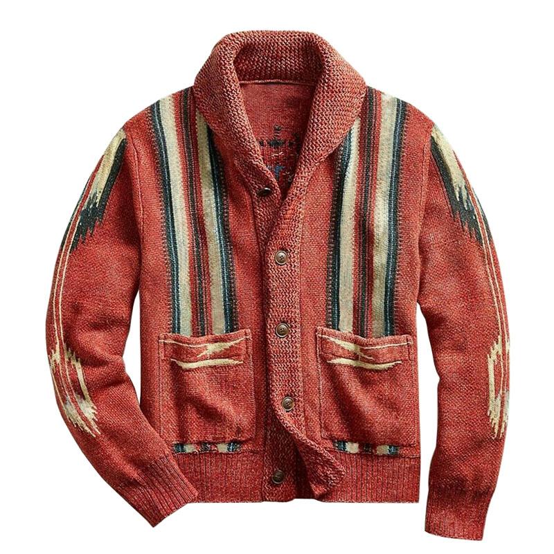 Vintage-inspired jacquard cardigan for men