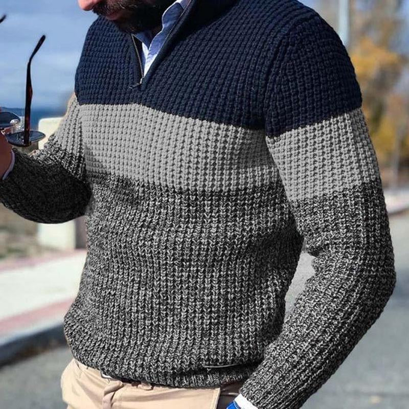 Stylish color block pullover for men