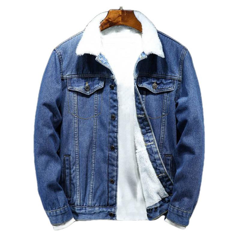 Classic lapel slim fit denim jacket for men