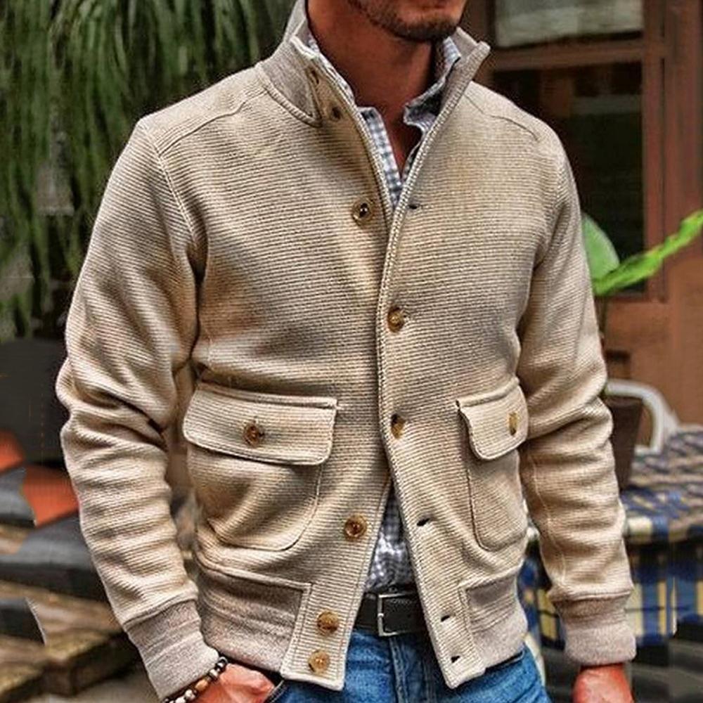 Windproof button down collar jacket for men