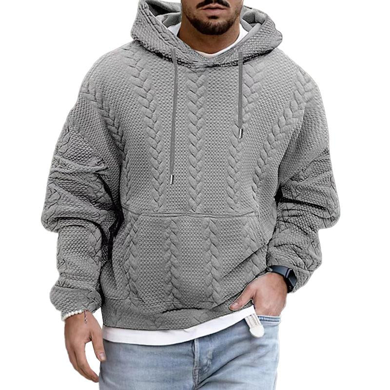 Casual kangaroo pocket long sleeve hoodie for men