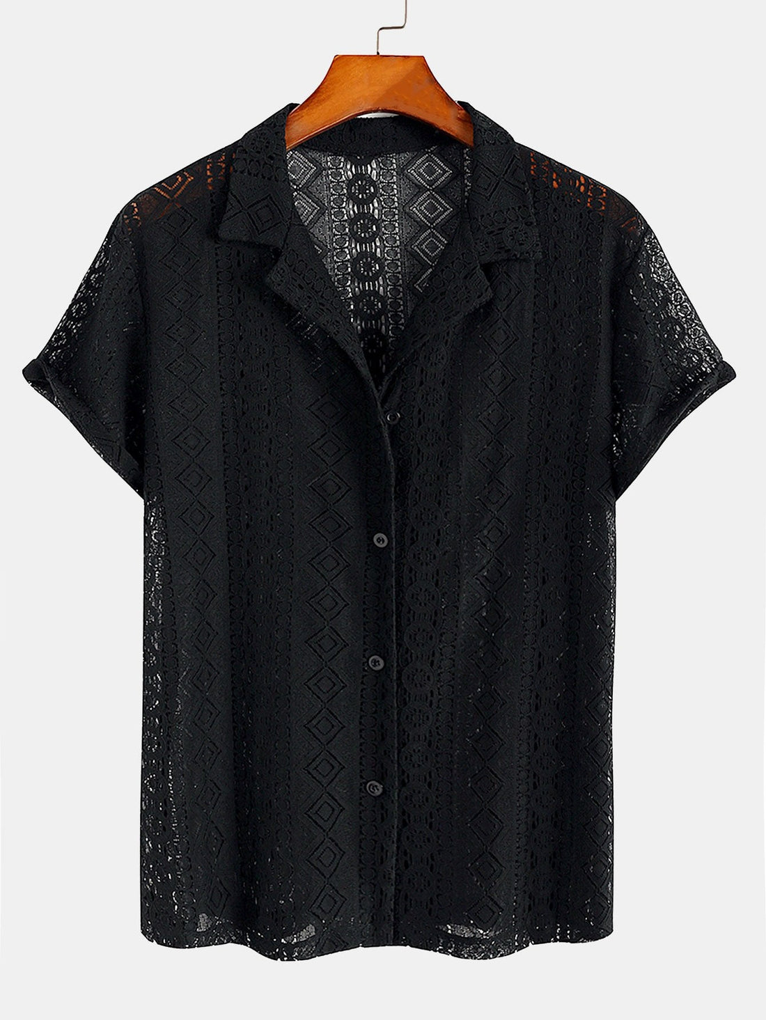 Geometry textured cuban shirt for men