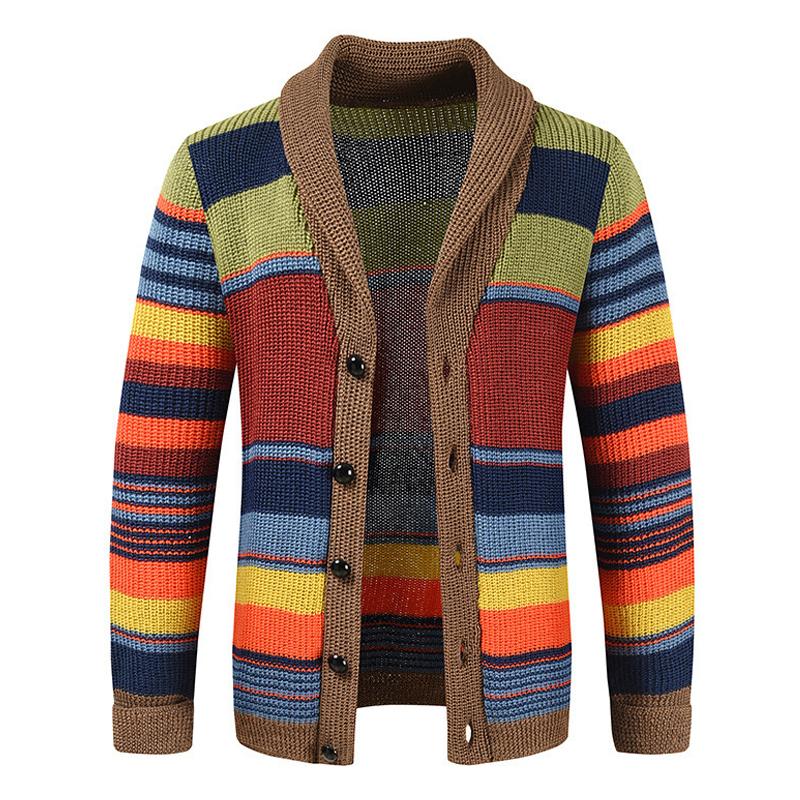 Knitted colorful cardigan jacket for men