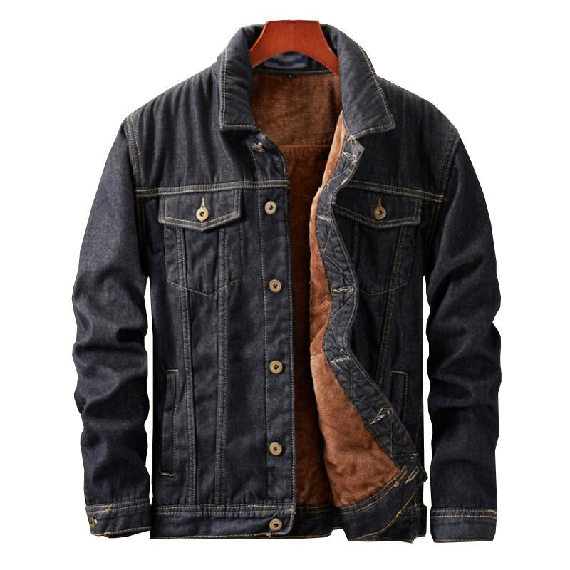 Classic lapel slim fit denim jacket for men