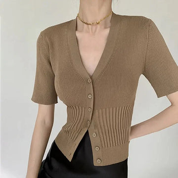 Classic v-neck cardigan for women