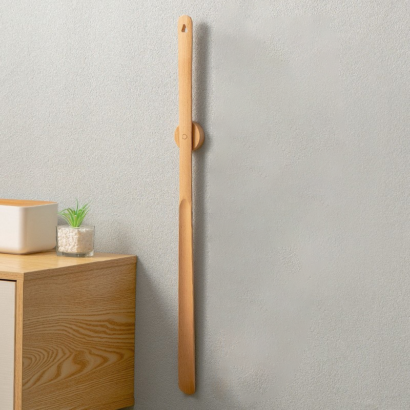 Wood Magnetic Wall Mount Long Handle Shoehorn