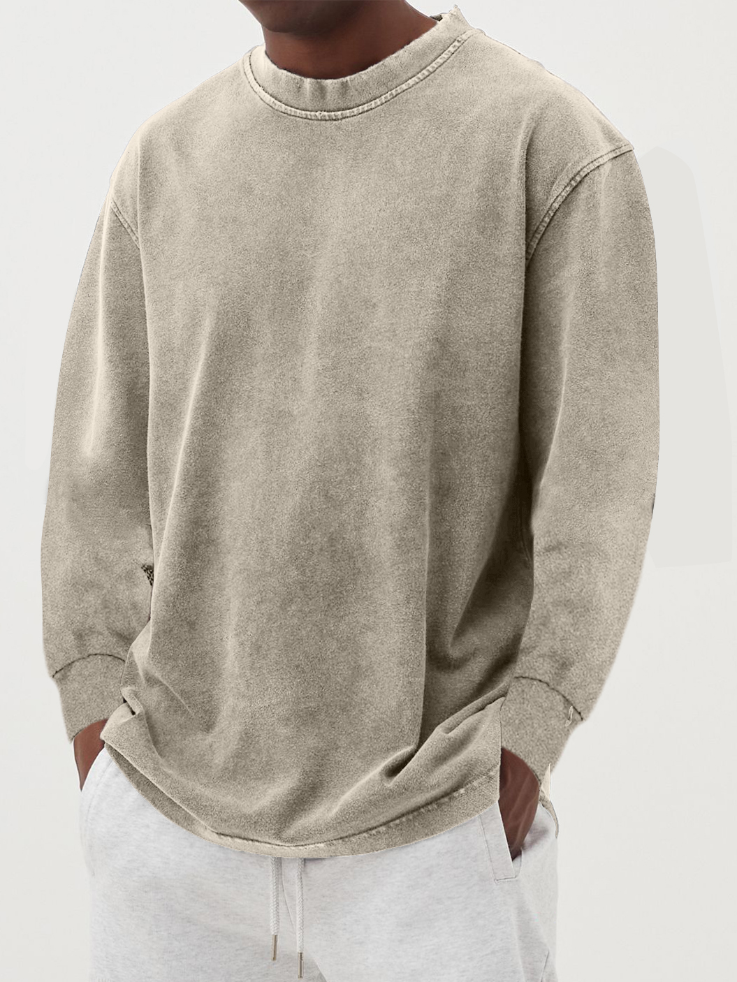 Crew neck long sleeve pull-over sweatshirt for men