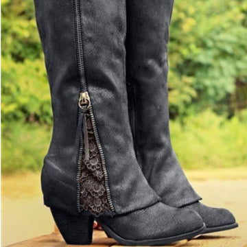 Lace-detail heel boots for women