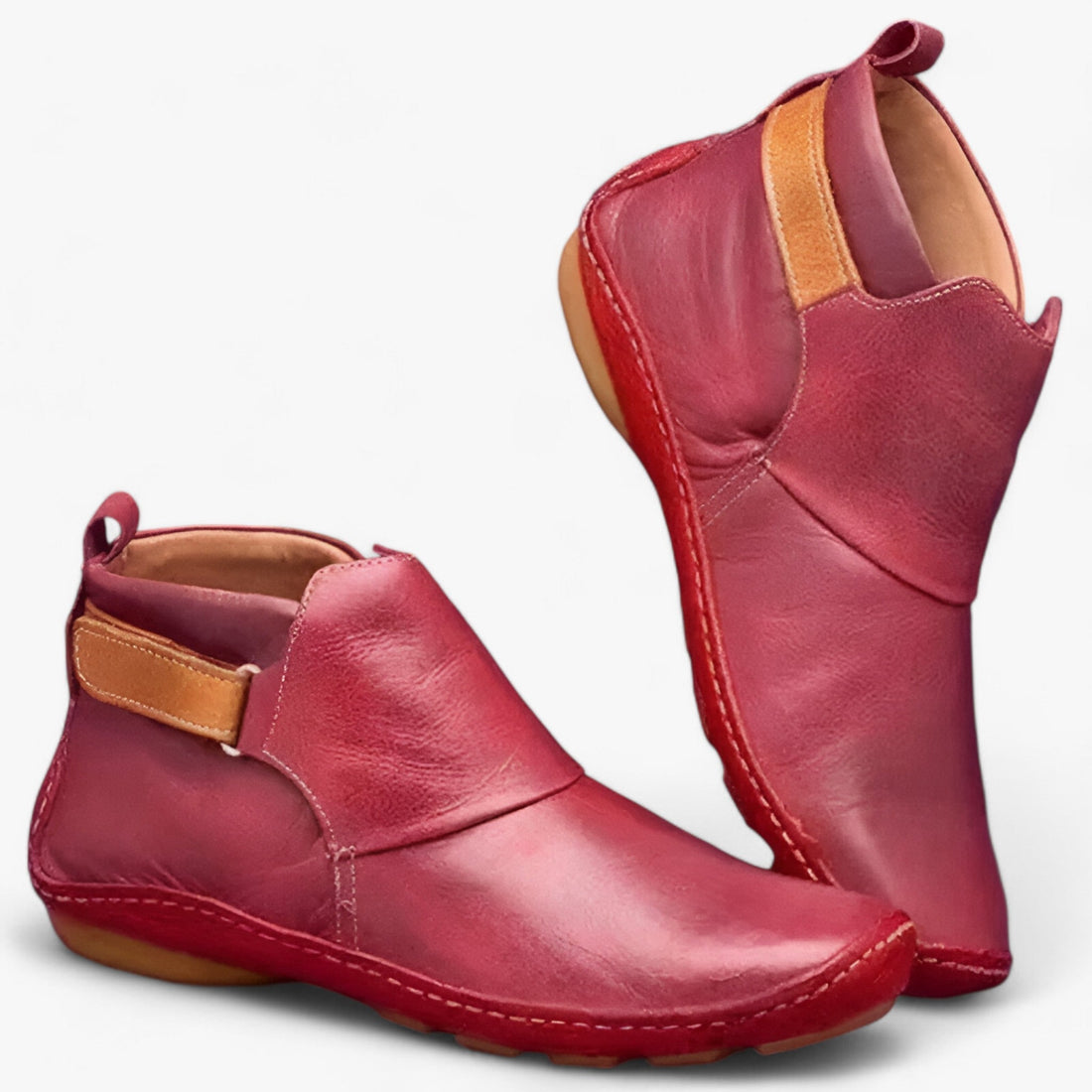 Leather slip-on ankle boots for women