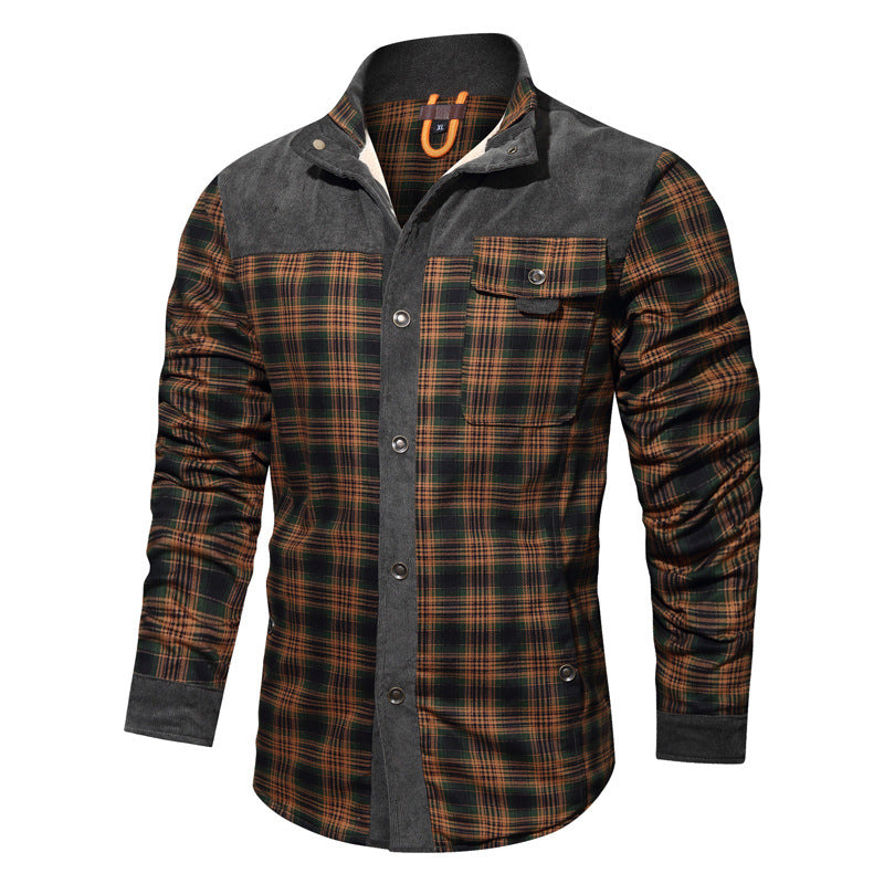 Men’s Flannel Jacket - Plaid Pattern - Button-Up - Warm Lined - Casual Outerwear