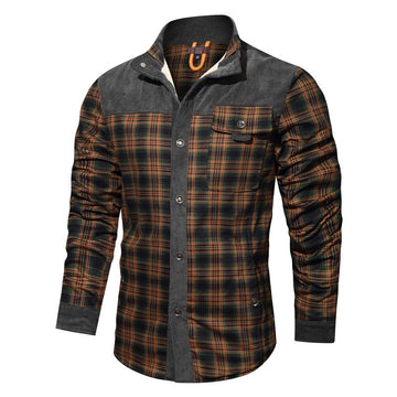 Men’s Flannel Jacket - Plaid Pattern - Button-Up - Warm Lined - Casual Outerwear