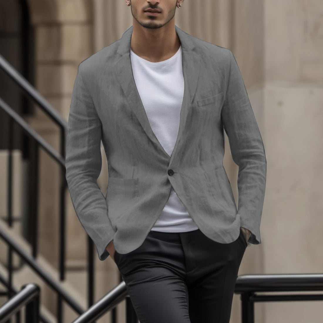 Men’s Casual Jacket – Lightweight fabric – Relaxed Fit – Button Front – Chest Pocket