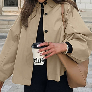 Oversized button-up casual jacket for women