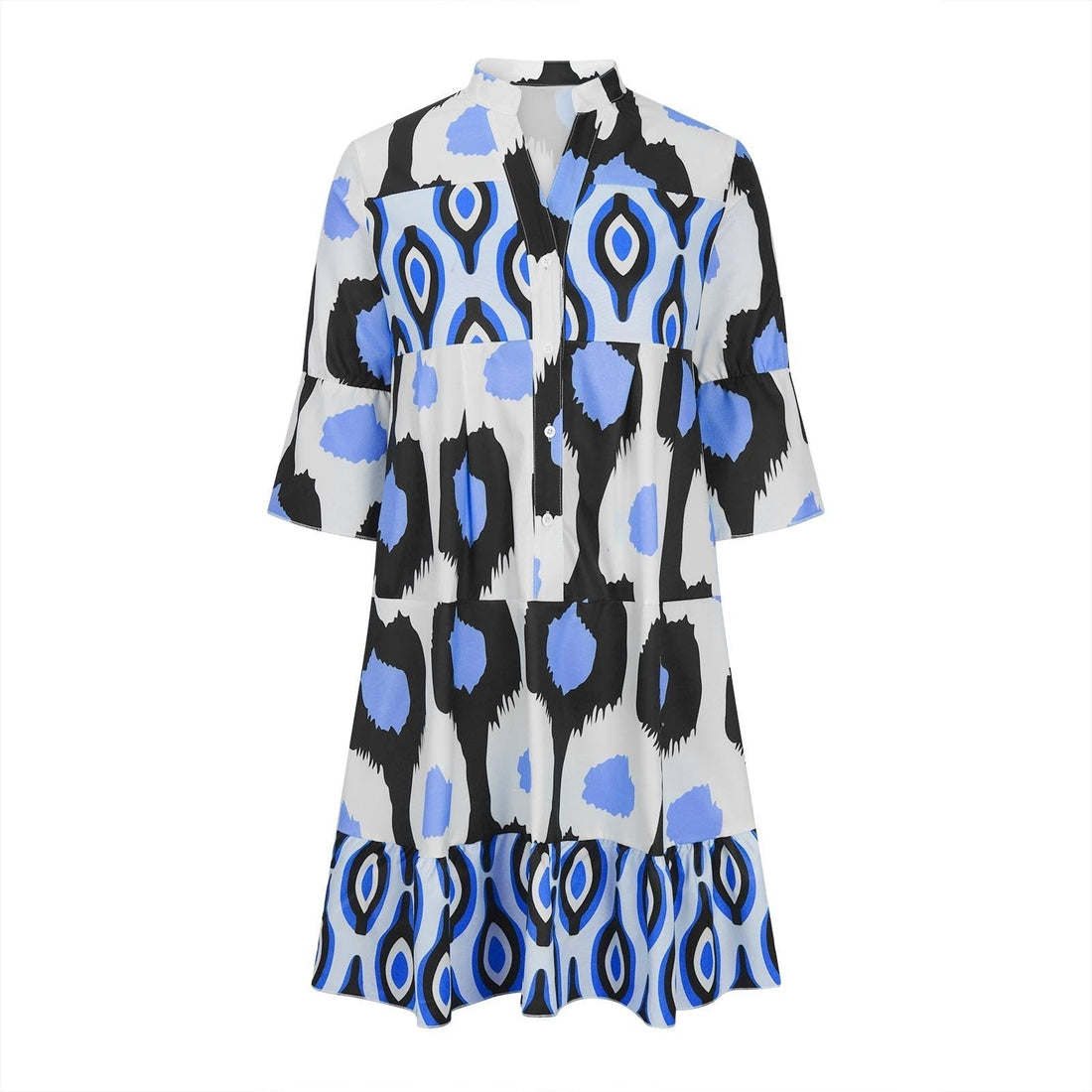 3/4 sleeve printed mini dress for women