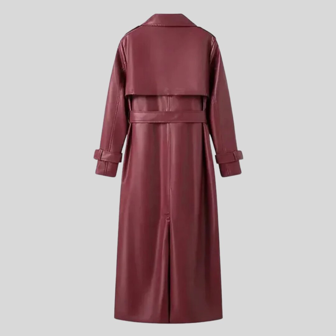 Long belted trench coat for women