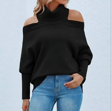 Stylish turtleneck backless sweater for women