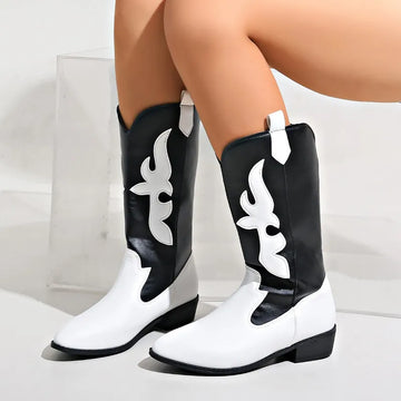 Black and white cowboy boots for women