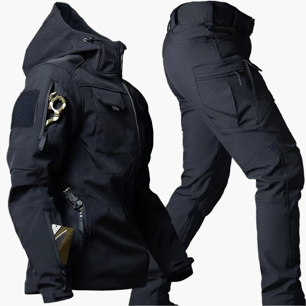 Men’s Tactical Jacket and Pants Set – Softshell Durable Fit – Multi-Pocket Utility Design