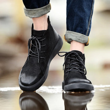 Confident and stylish leather boots for men