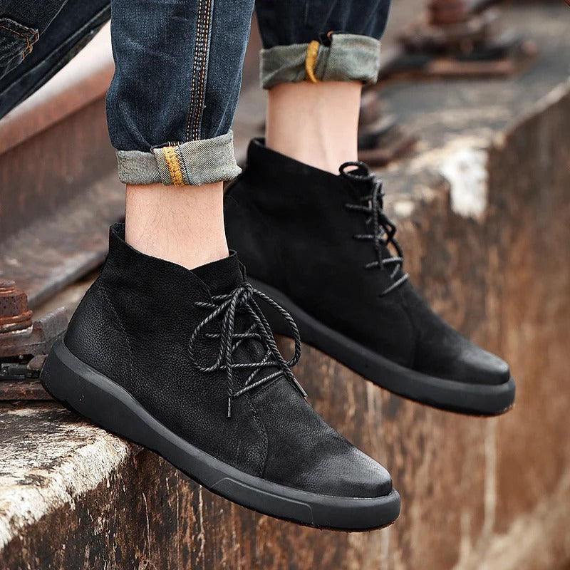 Confident and stylish leather boots for men